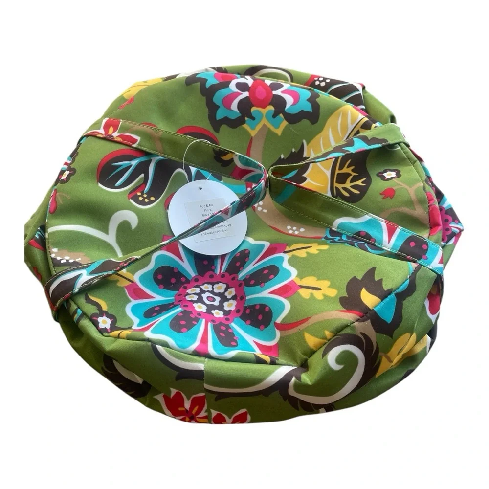 Floral Laundry Hamper Bag with Handles – Green Foldable Clothes Organizer